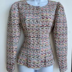 IRO S21 Puff-Sleeve Tweed Blazer, Multicolor Size 34